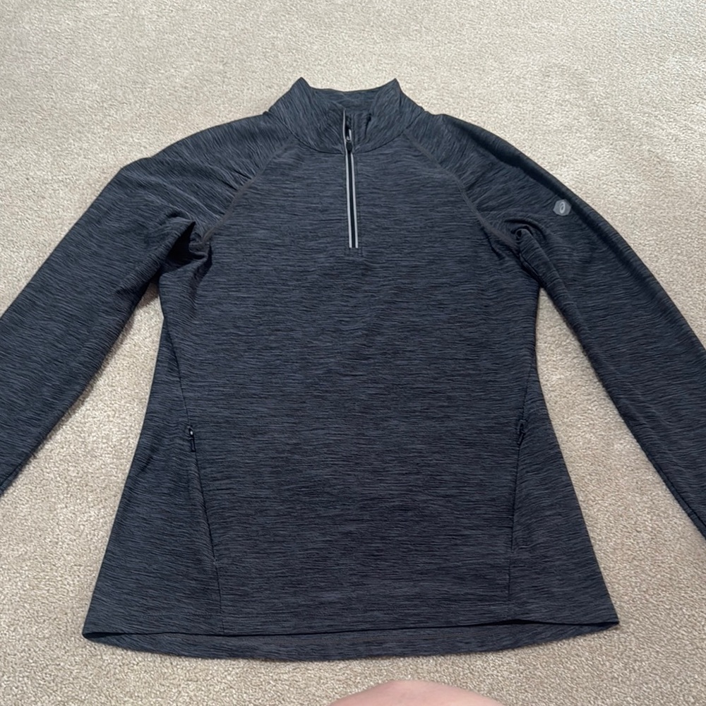 Asics Gray Fitted Long Sleeve Zippered Sweatshirt